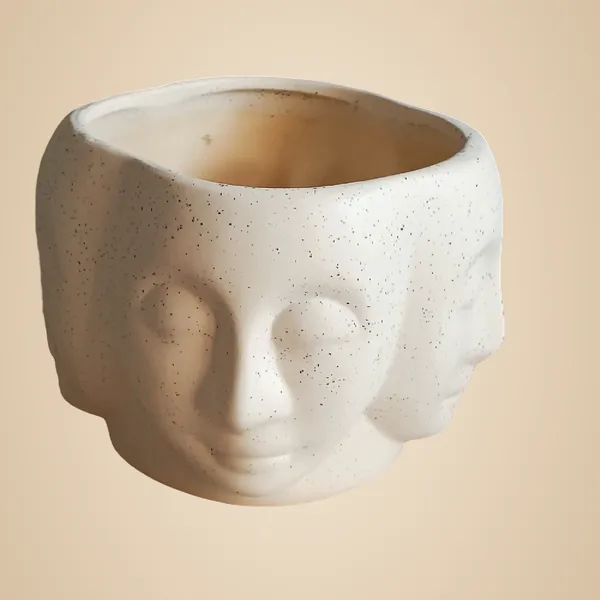 White_Ceramic_Budha_4_Faces_Planter_Modern_Minimalistic_Pot_Planter_for_Home_Decoration/Living_Room/Bedroom/Office/Table/Bookshelf_5.5_x_5_INCHES