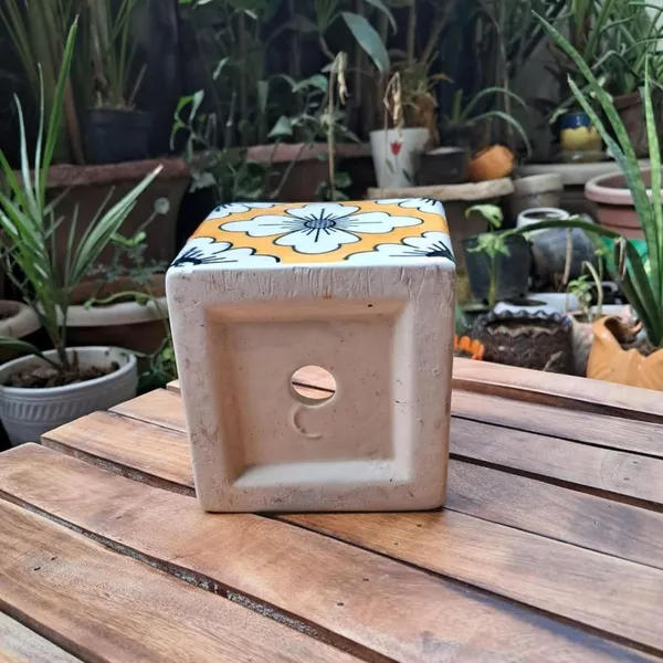 Orange_Ceramic_Square_Floral_Hand_Painting_Planter_Pot_Decorative_Vase_Container
