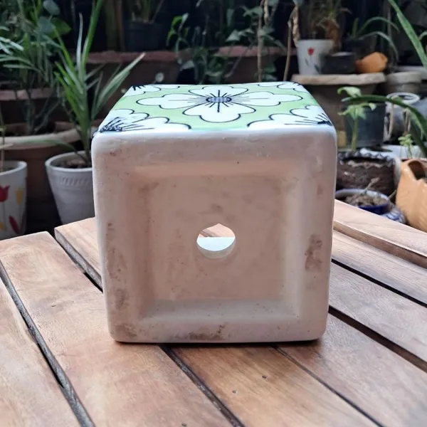 Green_Ceramic_Square_Floral_Hand_Painting_Planter_Pot_Decorative_Vase_Container