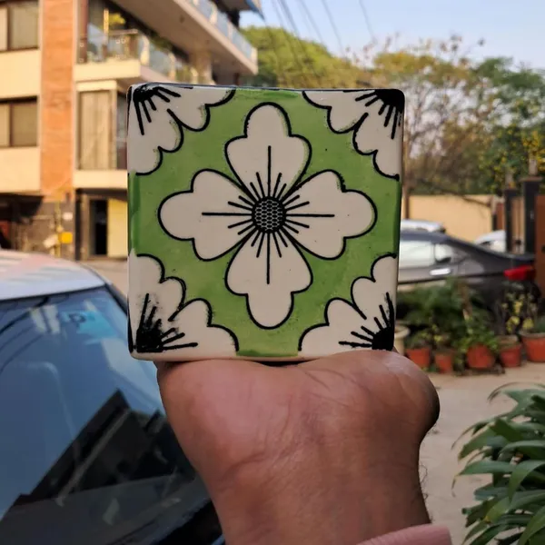 Green_Ceramic_Square_Floral_Hand_Painting_Planter_Pot_Decorative_Vase_Container
