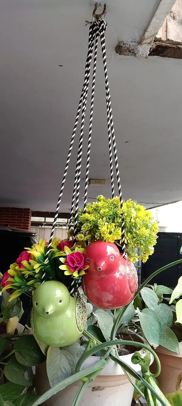 Set_of_2_Sparrow_Duo_Hanging_Planters___Red_&_Green