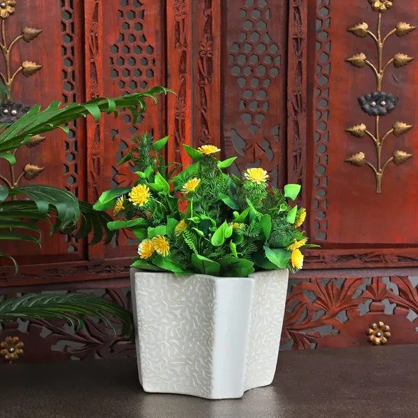 White_Ceramic_Indoor_Outdoor_Planter_Flower_Pot_Self_Design_5.5_inch