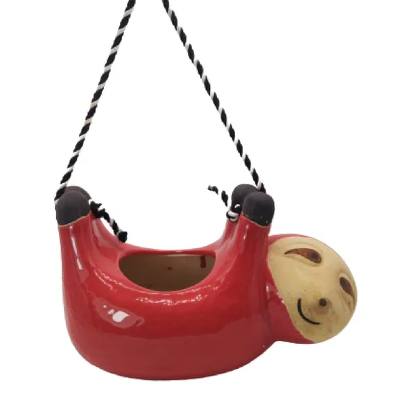 Ceramic_Hanging_Planter_Pot_Flower_Pot_Indoor_Planter_Handicraft_by_Awarded__n_Artisan_(Sloth_(Red))
