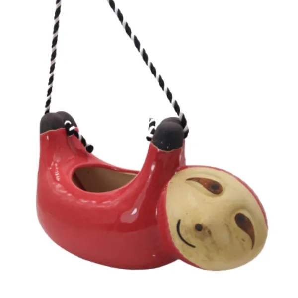 Ceramic_Hanging_Planter_Pot_Flower_Pot_Indoor_Planter_Handicraft_by_Awarded__n_Artisan_(Sloth_(Red))