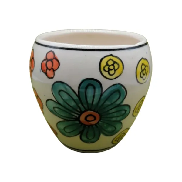 Ceramic_Planter/Pot_[White_w/Multi-Color_Flowers],_Decorative_Planter_for_Home_D_cor/Living_Room/Office/Table_Top/Dining_Area_and_Windowsill_D_cor,_5_x_4_inches