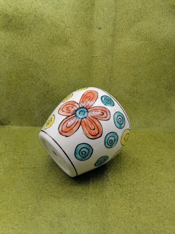 Ceramic_Planter/Pot_[White_w/Multi-Color_Flowers],_Decorative_Planter_for_Home_D_cor/Living_Room/Office/Table_Top/Dining_Area_and_Windowsill_D_cor,_5_x_4_inches