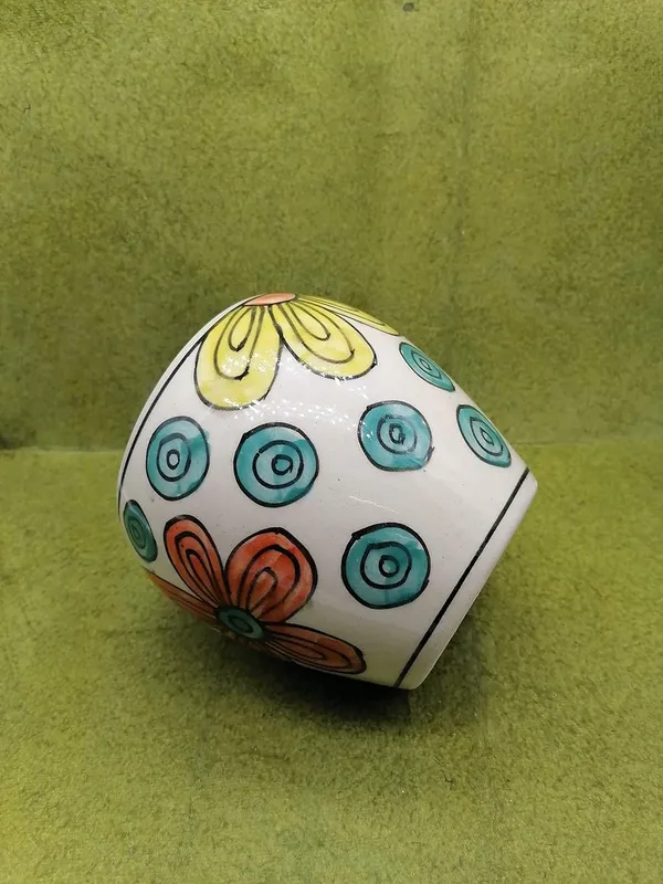 Ceramic_Planter/Pot_[White_w/Multi-Color_Flowers],_Decorative_Planter_for_Home_D_cor/Living_Room/Office/Table_Top/Dining_Area_and_Windowsill_D_cor,_5_x_4_inches