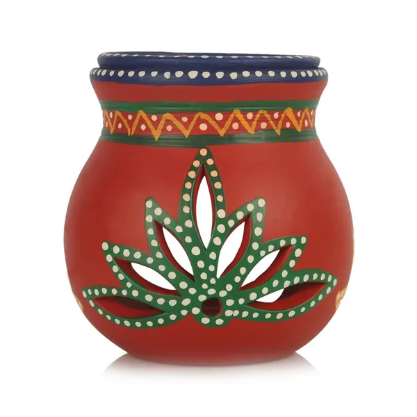 Red_Terracotta_Tea_Light_Holder_Handpainted_Decorative_Clay_Holder