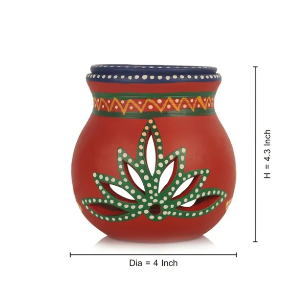 Red_Terracotta_Tea_Light_Holder_Handpainted_Decorative_Clay_Holder