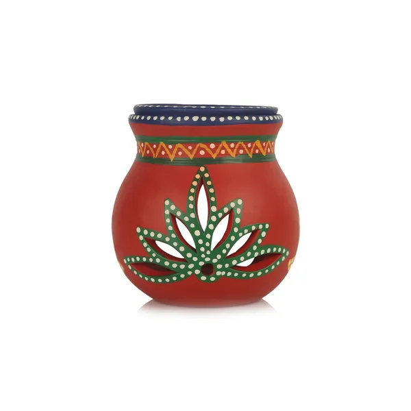Red_Terracotta_Tea_Light_Holder_Handpainted_Decorative_Clay_Holder