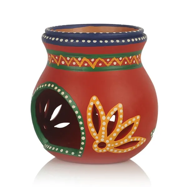 Red_Terracotta_Tea_Light_Holder_Handpainted_Decorative_Clay_Holder