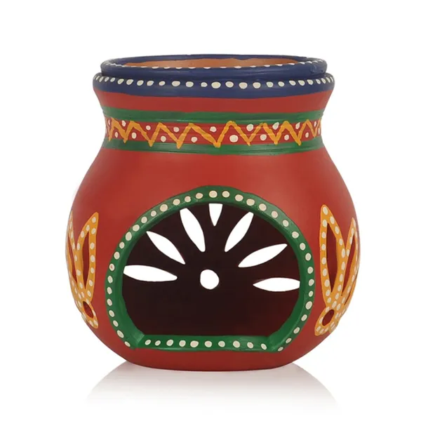 Red_Terracotta_Tea_Light_Holder_Handpainted_Decorative_Clay_Holder
