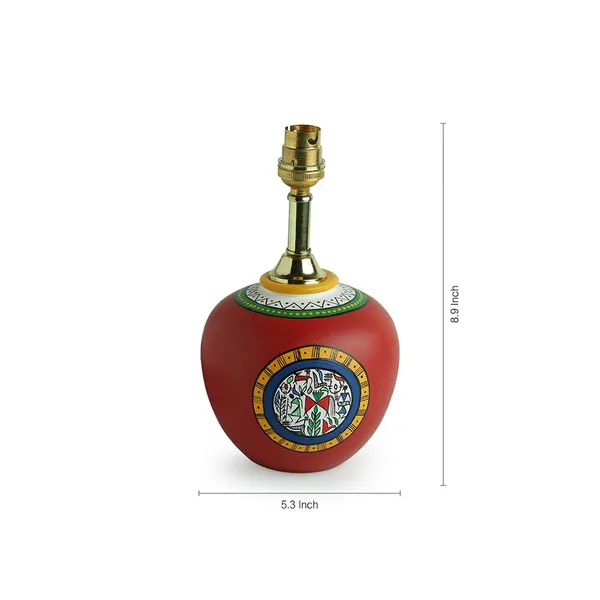 Red_Terracotta_Table_Lamp_Brass_Fitting_Handpainted_Cotton_Shade_Decorative_Corner_Lamp