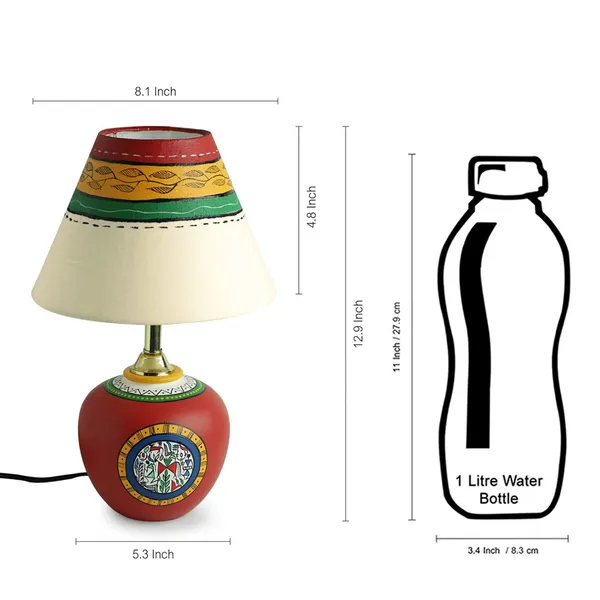 Red_Terracotta_Table_Lamp_Brass_Fitting_Handpainted_Cotton_Shade_Decorative_Corner_Lamp