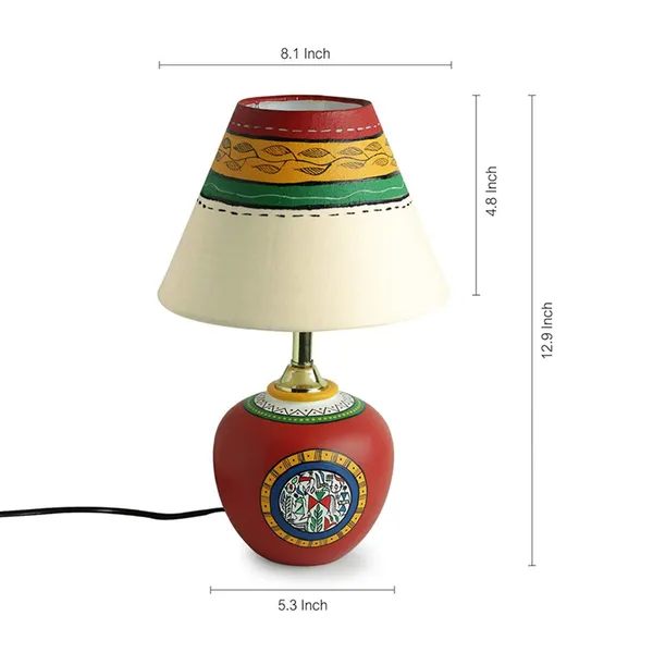 Red_Terracotta_Table_Lamp_Brass_Fitting_Handpainted_Cotton_Shade_Decorative_Corner_Lamp