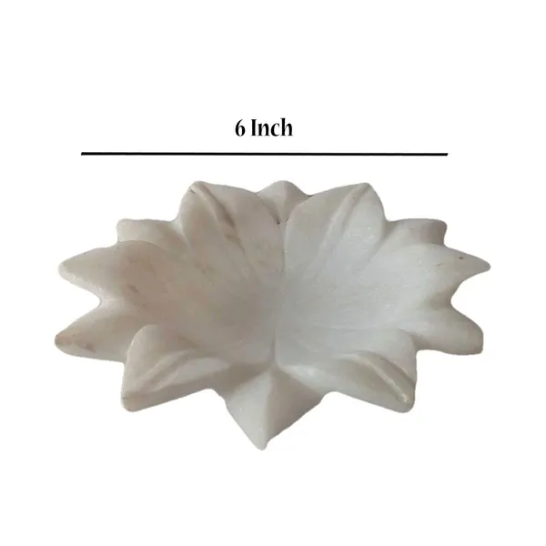 White_Marble_Lotus_Shaped_Tray_Tealight_Holder_Jewelry_Storage_Decorative_Tray_for_Home_D_cor/Office/Festival,_6_INCH