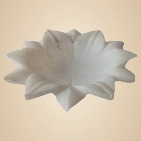 White_Marble_Lotus_Shaped_Tray_Tealight_Holder_Jewelry_Storage_Decorative_Tray_for_Home_D_cor/Office/Festival,_6_INCH