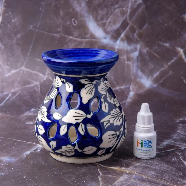 Blue_Ceramic_Tealight_Aroma_Diffuser_Hand_Painted_Tea_light_Holder_for_Home_D_cor/Office,_Best_Used_for_Meditation/Yoga/Peace_w/Lavender_Fragrance_Oil_and_2_Tea_Lights,_4.5_x_4_INCH