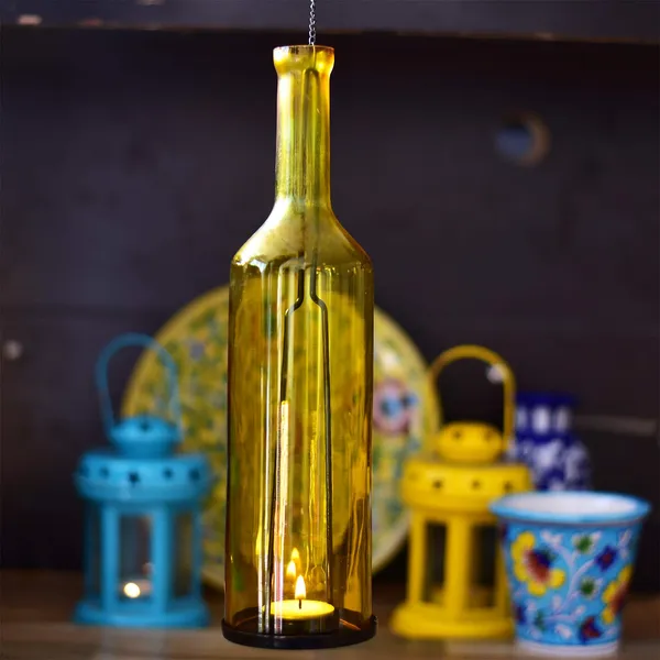 Yellow_Glass_Bottle_Recycled_Beer_Bottle_Tea_Light_Holder_12_Inch