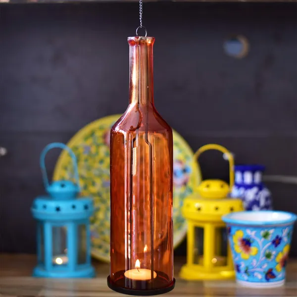 Orange_Glass_Bottle_Recycled_Beer_Bottle_Tea_Light_Holder_12_Inch