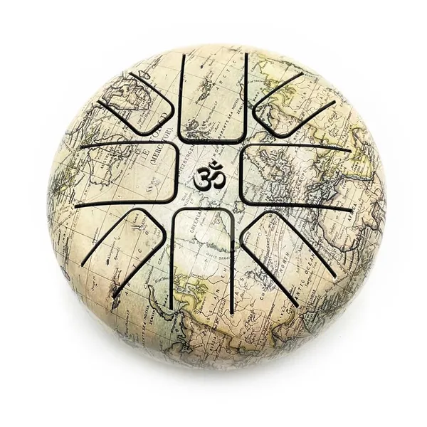 White_Steel_Hand_Drum_6_Inches_Percussion_Instrument_For_Creating_New_Music,_Healing,_Yoga,_Meditation_(Word_Map)