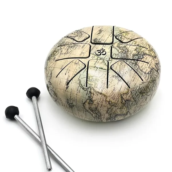 White_Steel_Hand_Drum_6_Inches_Percussion_Instrument_For_Creating_New_Music,_Healing,_Yoga,_Meditation_(Word_Map)