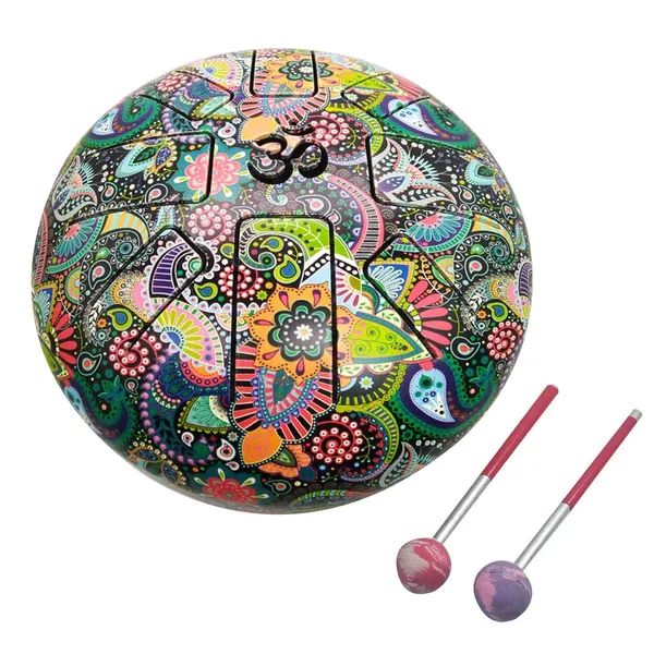 OM_Tongue_Drum_Tank_Drum_Steel_Percussion_Hangpan_Drum_Hand_drum_Musical_Instrument_with_Bag_and_Mallets_Stick_(9_Inch,_Multicolor)