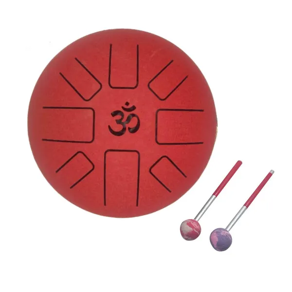 10_Inch_OM_Tongue_Drum_Tank_Drum_Steel_Percussion_Hangpan_Drum_Hand_drum_Musical_Instrument_with_Bag_and_Mallets_Stick_(Deep_Red)