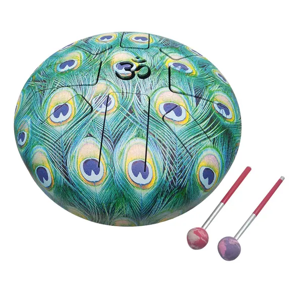 10_Inch_OM_Tongue_Drum_-_Steel_Percussion_Hangpan_Hand_Musical_Instrument_With_Bag_and_Mallets_Stick_Peacock_Green