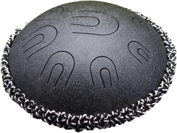 12"_Steel_Tongue_Drum_Hand_Pan_Drum_9+9_Notes_[BLACK],_Percussion_Steel_Tongues_Drum_with_Rope_Decoration_and_Sling_Bag_to_Carry_the_Drum