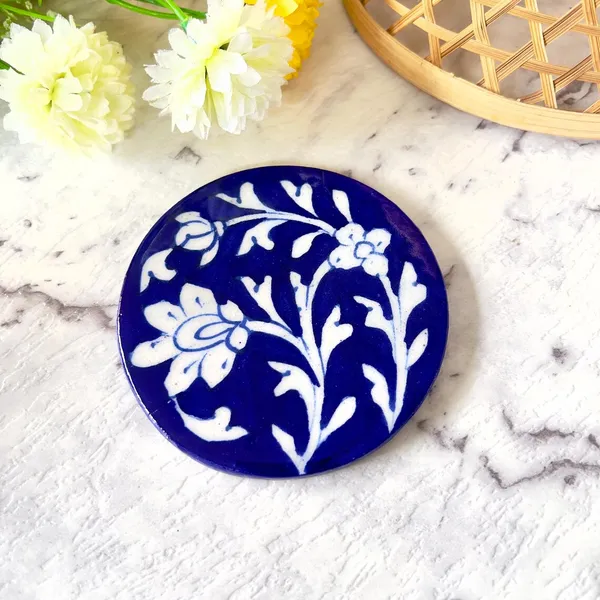 Blue_Art_Pottery_Coaster_Set_Of_6_Flower_Design_Elegant_Ceramic_Tableware_Accesorry_Classy_Ceramic_Coasters