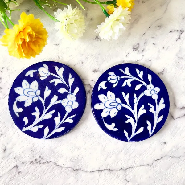 Blue_Art_Pottery_Coaster_Set_Of_6_Flower_Design_Elegant_Ceramic_Tableware_Accesorry_Classy_Ceramic_Coasters