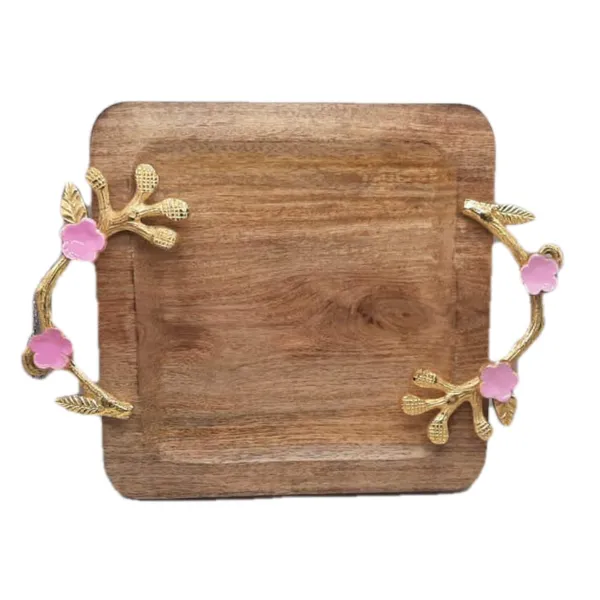 Sheesham_Wood_Tray_with_Strong_Gold_Handle_Designer_Tray_(11.5x11.5_Inch)