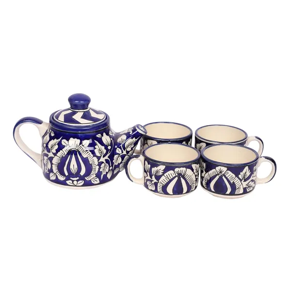 Blue_Ceramic_Serving_Kettle_Set_Hand_Painted_Classy_Ethnic_Morning_Set_with_1_Kettle_(600_ml),_4_Cups_(100_ml)