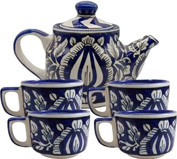 Blue_Ceramic_Serving_Kettle_Set_Hand_Painted_Classy_Ethnic_Morning_Set_with_1_Kettle_(600_ml),_4_Cups_(100_ml)