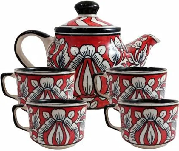 Blue_Ceramic_Serving_Kettle_Set_Hand_Painted_Classy_Ethnic_Morning_Set_with_1_Kettle_(600_ml),_4_Cups_(100_ml)