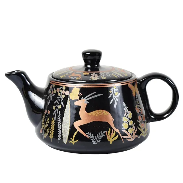 Black_Ceramic_Morning_Tea_Kettle_Set_with_6_Cups_(150ml)_and_1_Kettle_(900ml)_-_Classy_Forest_Design