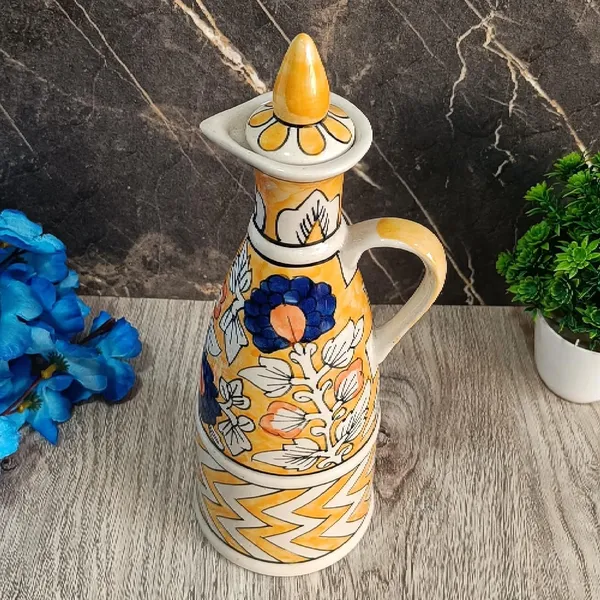 Orange_Ceramic_Storage_Bottle_Jug_Jar_Oil_Dispenser_With_Lid_Hand_Painted_Pottery_Decorative_Kitchen_Storage_750_ML