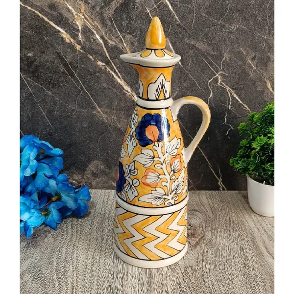 Orange_Ceramic_Storage_Bottle_Jug_Jar_Oil_Dispenser_With_Lid_Hand_Painted_Pottery_Decorative_Kitchen_Storage_750_ML