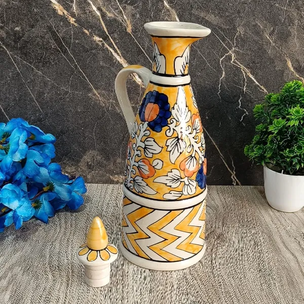 Orange_Ceramic_Storage_Bottle_Jug_Jar_Oil_Dispenser_With_Lid_Hand_Painted_Pottery_Decorative_Kitchen_Storage_750_ML