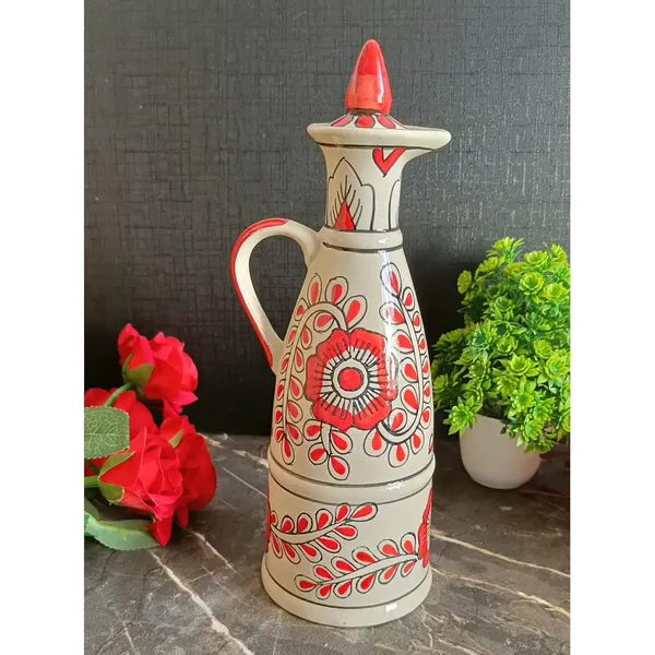 Red_Ceramic_Storage_Bottle_Jug_Jar_Oil_Dispenser_With_Lid_Hand_Painted_Pottery_Decorative_Kitchen_Storage_750_ML