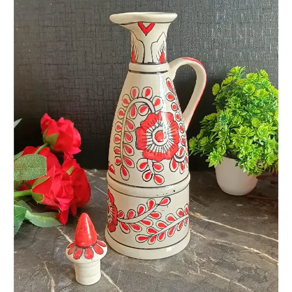 Red_Ceramic_Storage_Bottle_Jug_Jar_Oil_Dispenser_With_Lid_Hand_Painted_Pottery_Decorative_Kitchen_Storage_750_ML