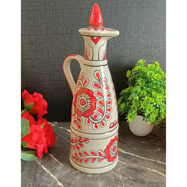 Red_Ceramic_Storage_Bottle_Jug_Jar_Oil_Dispenser_With_Lid_Hand_Painted_Pottery_Decorative_Kitchen_Storage_750_ML