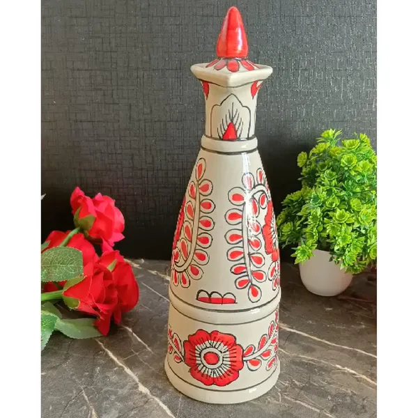 Red_Ceramic_Storage_Bottle_Jug_Jar_Oil_Dispenser_With_Lid_Hand_Painted_Pottery_Decorative_Kitchen_Storage_750_ML
