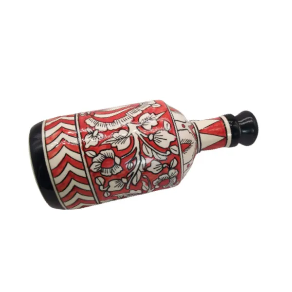 Red_Ceramic_Multipurpose_Storage_Bottle_Jug_Jar_Oil_Dispenser_With_Lid_Hand_Painted_Floral_Design_Kitchen_Storage_750_ML
