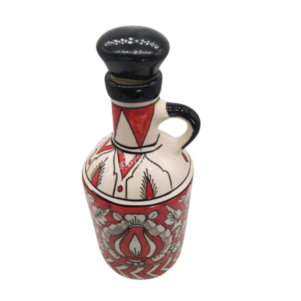 Red_Ceramic_Multipurpose_Storage_Bottle_Jug_Jar_Oil_Dispenser_With_Lid_Hand_Painted_Floral_Design_Kitchen_Storage_750_ML