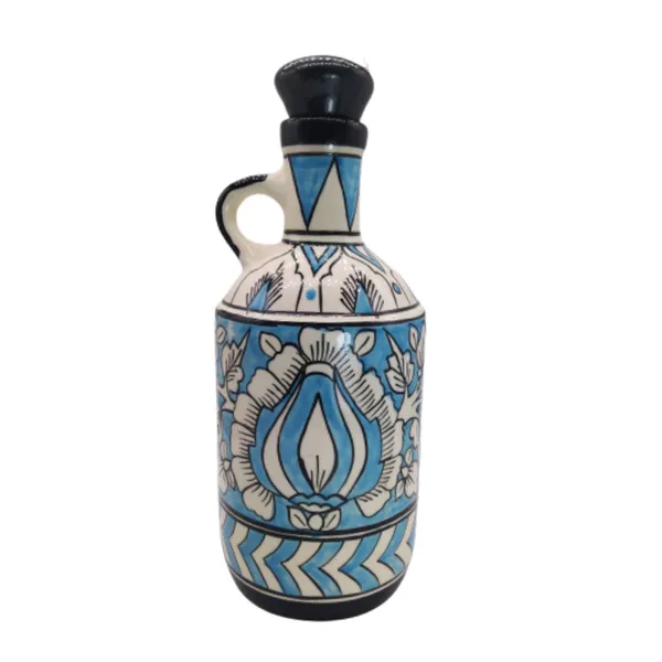 Sky_Blue_Ceramic_Multipurpose_Storage_Bottle_Jug_Jar_Oil_Dispenser_With_Lid_Hand_Painted_Floral_Design_Kitchen_Storage_750_ML