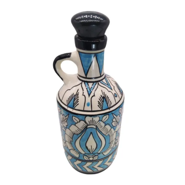 Sky_Blue_Ceramic_Multipurpose_Storage_Bottle_Jug_Jar_Oil_Dispenser_With_Lid_Hand_Painted_Floral_Design_Kitchen_Storage_750_ML