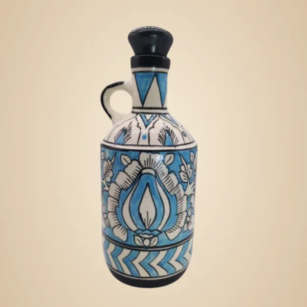 Sky_Blue_Ceramic_Multipurpose_Storage_Bottle_Jug_Jar_Oil_Dispenser_With_Lid_Hand_Painted_Floral_Design_Kitchen_Storage_750_ML