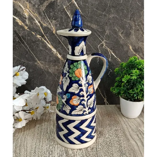 Blue_Ceramic_Storage_Bottle_Jug_Jar_Oil_Dispenser_With_Lid_Hand_Painted_Floral_Design_Decorative_Kitchen_Storage_750_ML